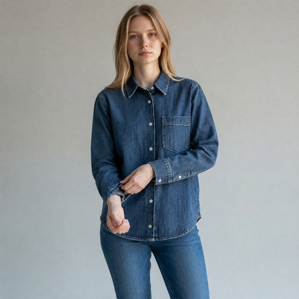 AG Adriano Goldschmied Denim Top Womens Small S Blue Cotton Button Up Shirt